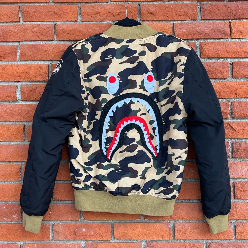 BAPE streetwear camo bomber jacket